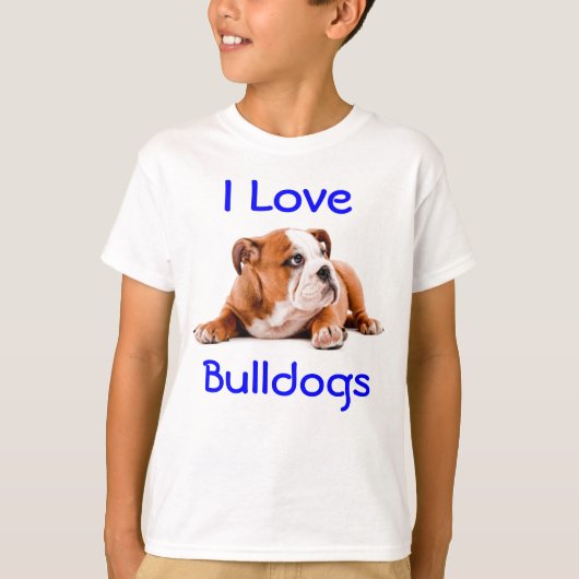 I Love Bulldogs Kids Tee Shirt (Fits boys) Tシャツ (正面)