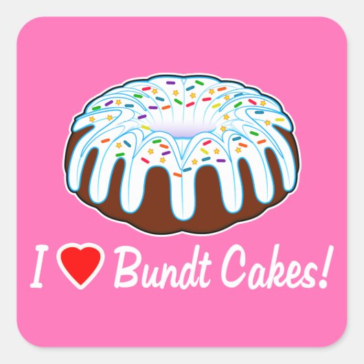 I Love Bundt Cakeステッカー スクエアシール (正面)