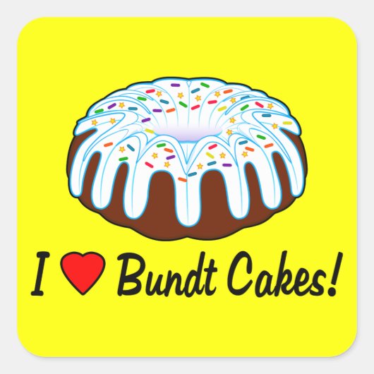I Love Bundt Cakeステッカー スクエアシール (正面)