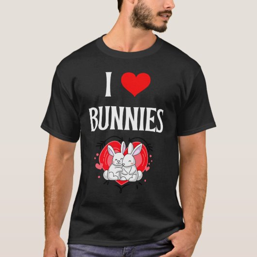 I Love Bunnies I Heart Bunnies Rabbits Bunny Rabbi Tシャツ (正面)