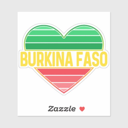 I Love Burkina Fasoハート・ブルキナベ シール (シート)