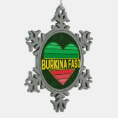 I Love Burkina Fasoハート・ブルキナベ スノーフレークピューターオーナメント (左)