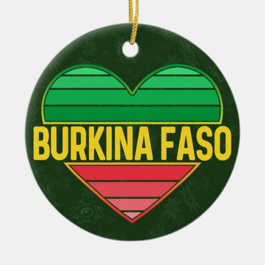 I Love Burkina Fasoハート・ブルキナベ セラミックオーナメント (正面)