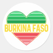 I Love Burkina Fasoハート・ブルキナベ ラウンドシール (正面)