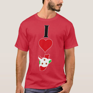 I Love Burundi Vertical Iハート国旗地図 Tシャツ