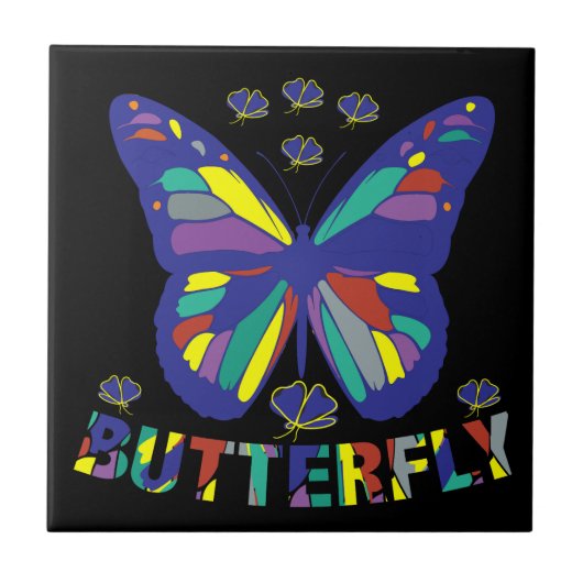 i-love-butterfly-タイポグラフィ-引用文-ヴィンテージ タイル (正面)