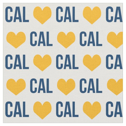 I Love Cal生地 – 青と黄色 ファブリック (クローズアップ)