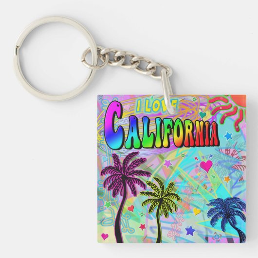 I LOVE California鮮やかなロマンスキーチェーン キーホルダー (正面)