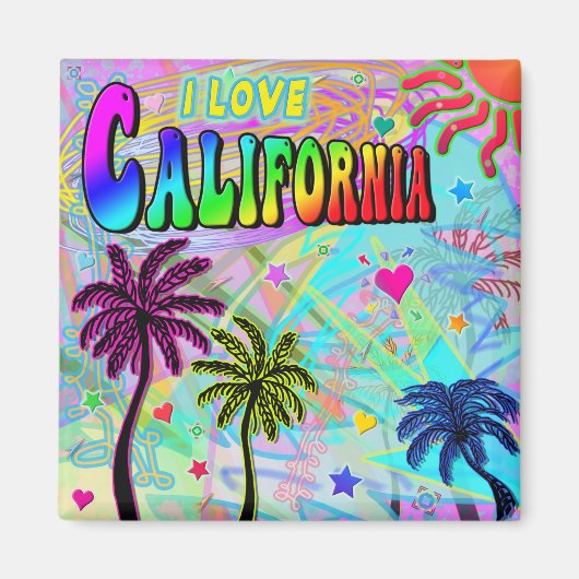 I LOVE CALIFORNIA鮮やかなロマンスマグネット マグネット (正面)
