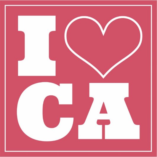 I Love California （赤） シール (正面)