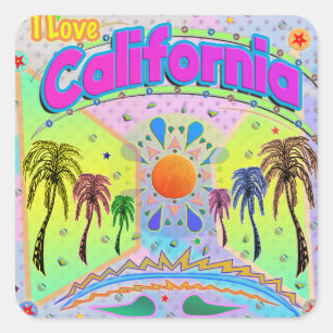 I LOVE California Calm Desireステッカー スクエアシール