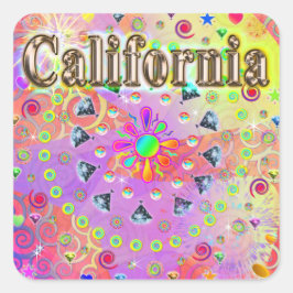 I LOVE California Lucky Goldenステッカー スクエアシール
