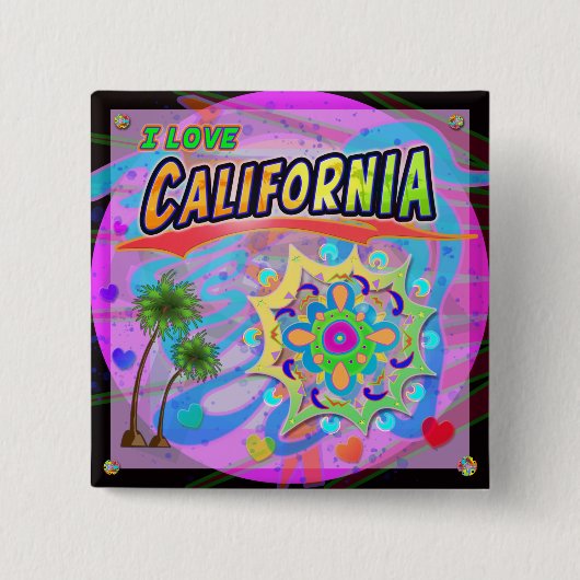 I LOVE California True Progressボタン 缶バッジ (正面)