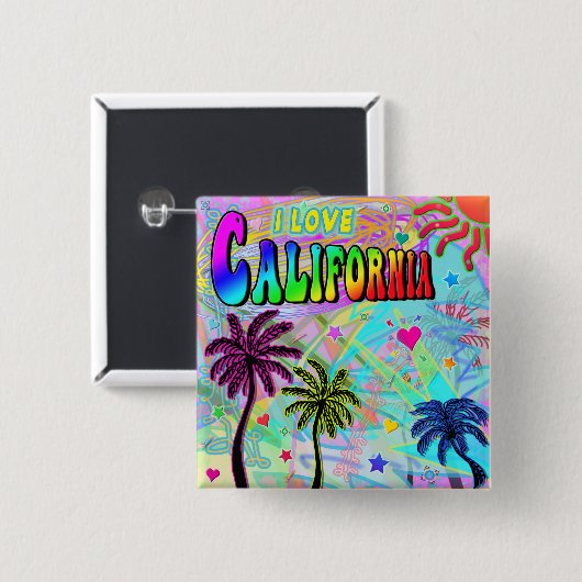 I LOVE California Vivid Romance ボタン 缶バッジ (正面&裏面)