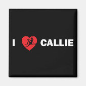 I Love Callie Square Magnet (Dark) マグネット (正面)
