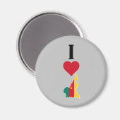 I Love Cameroon Vertical Iハート国旗地図 マグネット (正面/裏面)