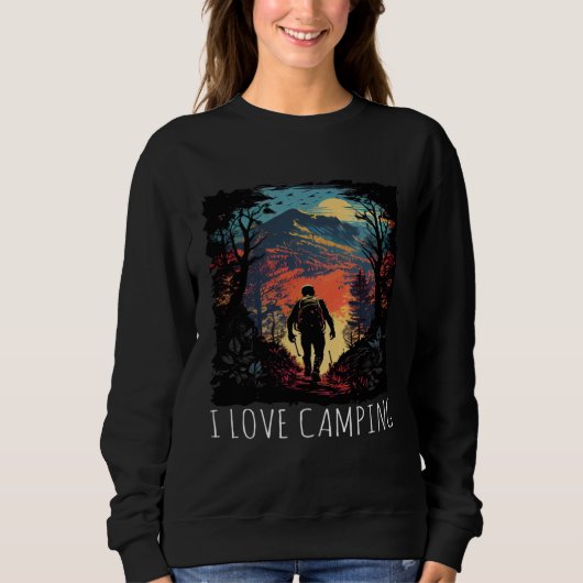 I Love Camping hiking camping retro スウェットシャツ (正面)