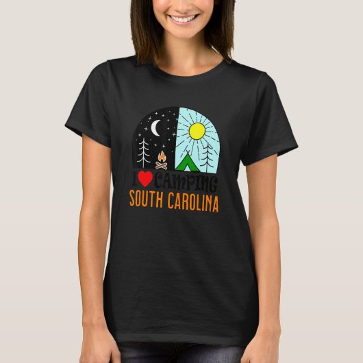 I Love Camping South Carolina America Outdoors Nat Tシャツ (正面)