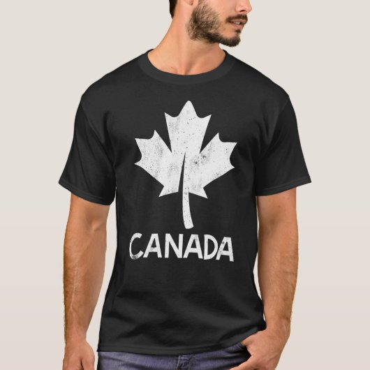 I Love Canadaカナダ国旗ヴィンテージカナダメープル Tシャツ (正面)