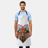 I Love Canada – カナ誇りを持ったダムースとメープルリーフ エプロン (着用した状態)