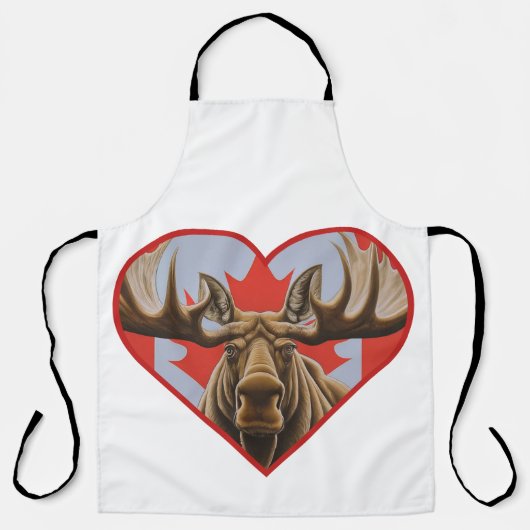 I Love Canada – カナ誇りを持ったダムースとメープルリーフ エプロン (正面)