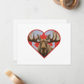 I Love Canada – カナ誇りを持ったダムースとメープルリーフ ノートカード (正面/裏面インサイチュ)