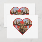 I Love Canada – カナ誇りを持ったダムースとメープルリーフ ノートカード (正面/裏面)