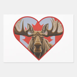 I Love Canada – カナ誇りを持ったダムースとメープルリーフ ラッピングペーパーシート