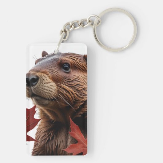 I Love Canada - Canadian Beaver with Leaf キーホルダー (裏面)