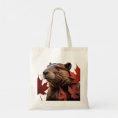 I Love Canada - Canadian Beaver with Leaf トートバッグ (裏面)