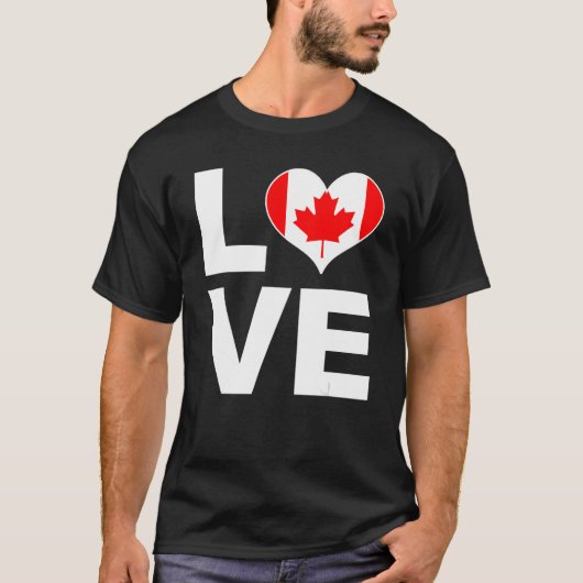 I Love Canada Heart Flag Canada Tシャツ (正面)