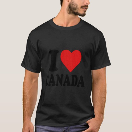 I Love Canada IハートカナダIおもしろいハート Tシャツ (正面)