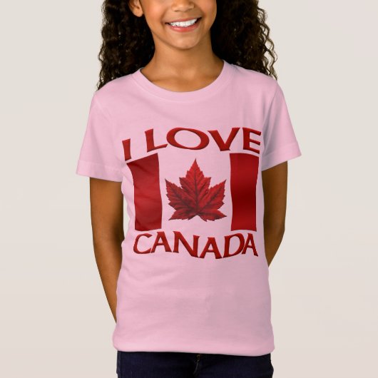 I Love Canada Kid's Souvenir Canada Day Shirt Tシャツ (正面)