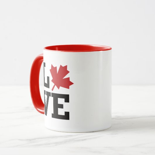 I Love Canada Maple Leaf Flag マグカップ (正面左)