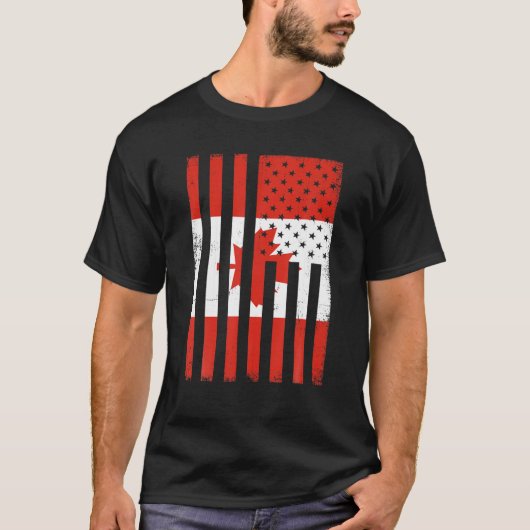 I Love Canada National Day おもしろい Canadian国旗の地図 Tシャツ (正面)