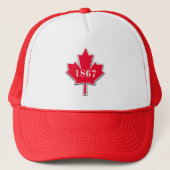 I LOVE Canada - Red Maple Leaf - Est 1867 キャップ (正面)