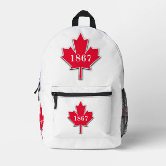I LOVE Canada - Red Maple Leaf - Est 1867 プリントバックパック