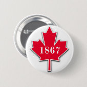 I LOVE Canada - Red Maple Leaf - Est 1867 缶バッジ (正面&裏面)