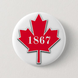 I LOVE Canada - Red Maple Leaf - Est 1867 缶バッジ