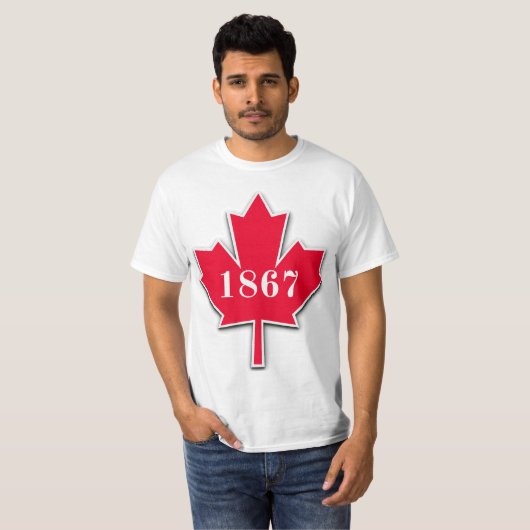 I LOVE Canada - Red Maple Leaf - Est 1867 Tシャツ (正面フル)