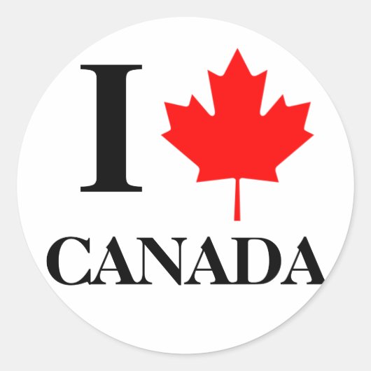 I Love Canada Stickers ラウンドシール (正面)