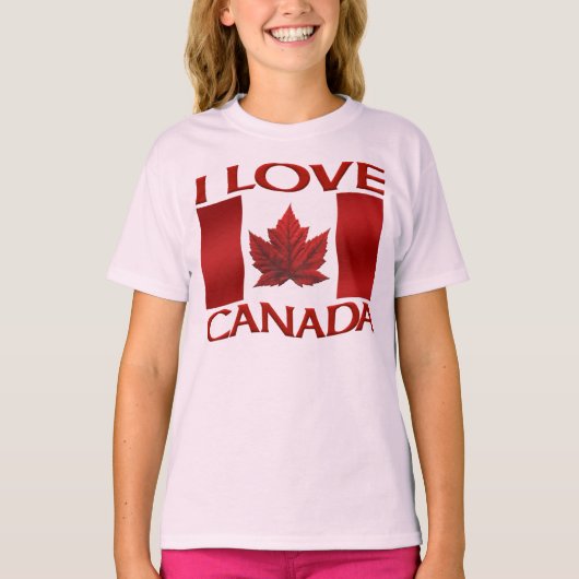 I Love Canada Sweatshirt Girl's Canada Souvenir Tシャツ (正面)