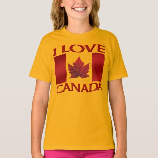 I Love Canada Tシャツガールオーガニックズカナダティー Tシャツ (正面)