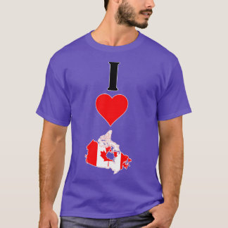 I Love Canada Vertical Iハート国旗地図 Tシャツ