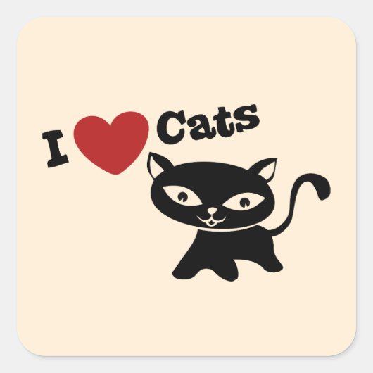 I Love Cat スクエアシール (正面)