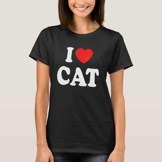 I Love Cat With A Red Heart Tシャツ (正面)