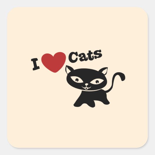 I love cats スクエアシール (正面)
