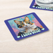 I Love Cats! スクエアペーパーコースター (アングル)