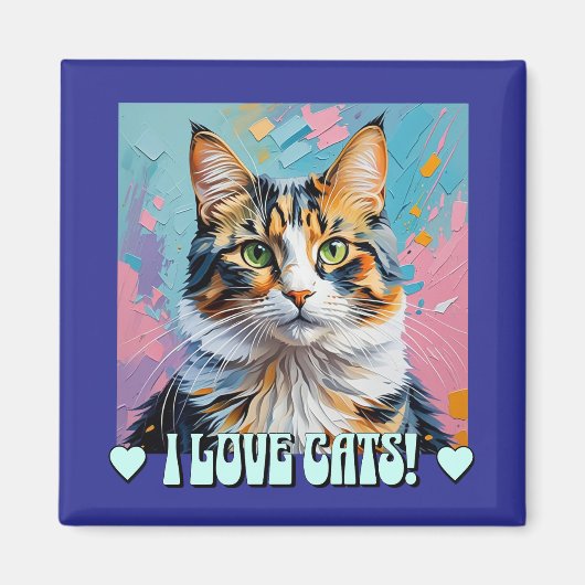 I Love Cats! マグネット (正面)