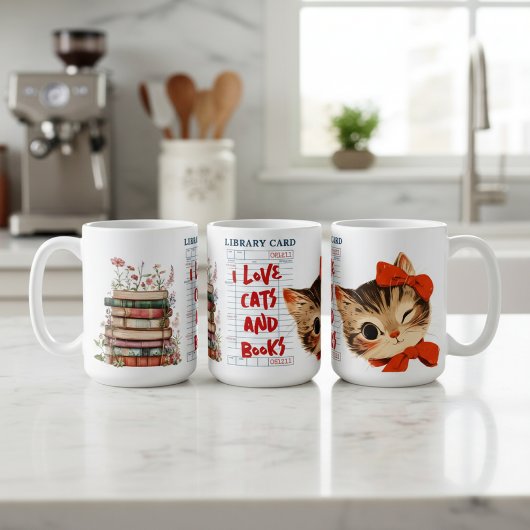 I Love Cats and Books コーヒーマグカップ